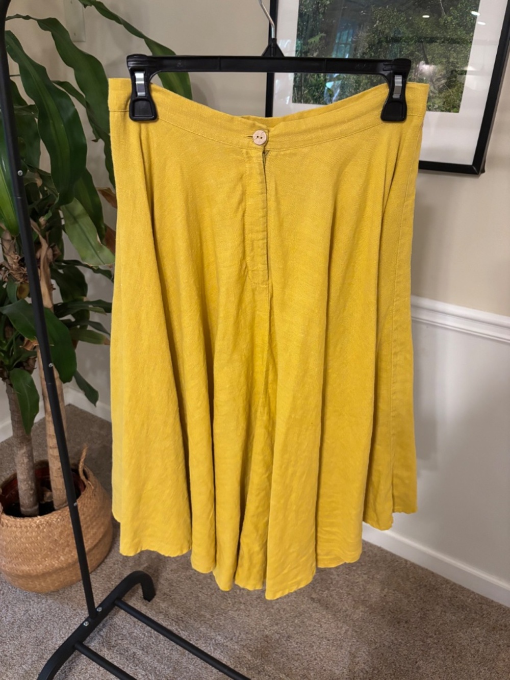 Linen Handmade Studio 100% Linen Yellow Full Circle Skirt, EUC, Size 6 - Picture 5 of 7